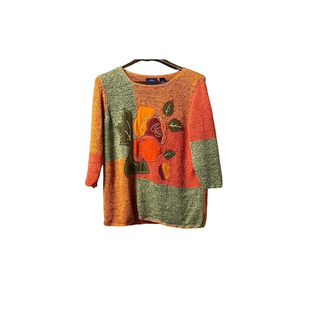 JH Collectibles Floral Fall Knit Cardigan Sweater Size 1 Cottagecore‎ Colorful